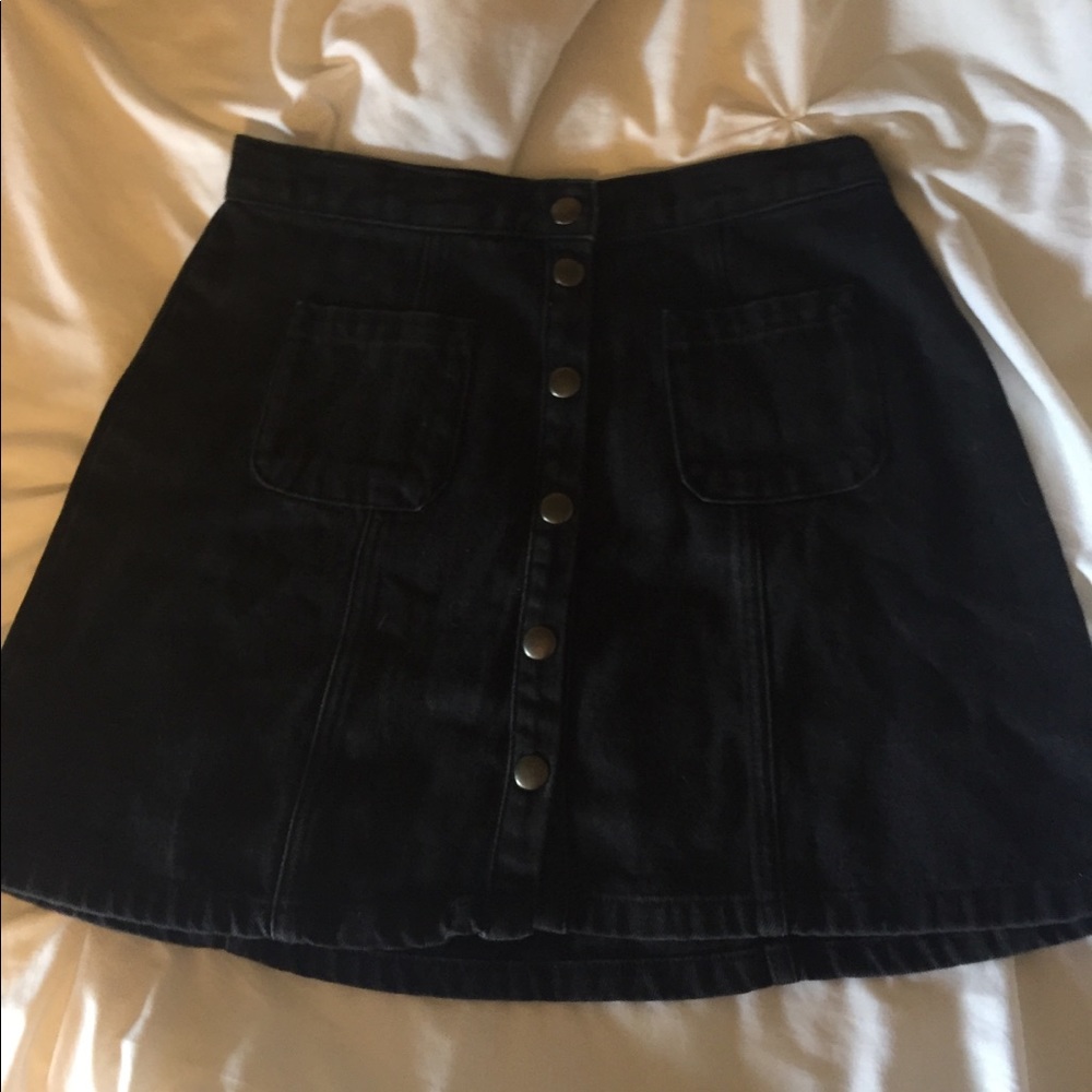 Black denim skirt
